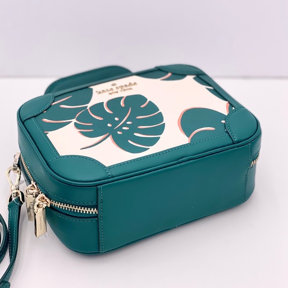 Kate Spade monstera leaves traveler trunk crossbody bag - Picture 11 of 13